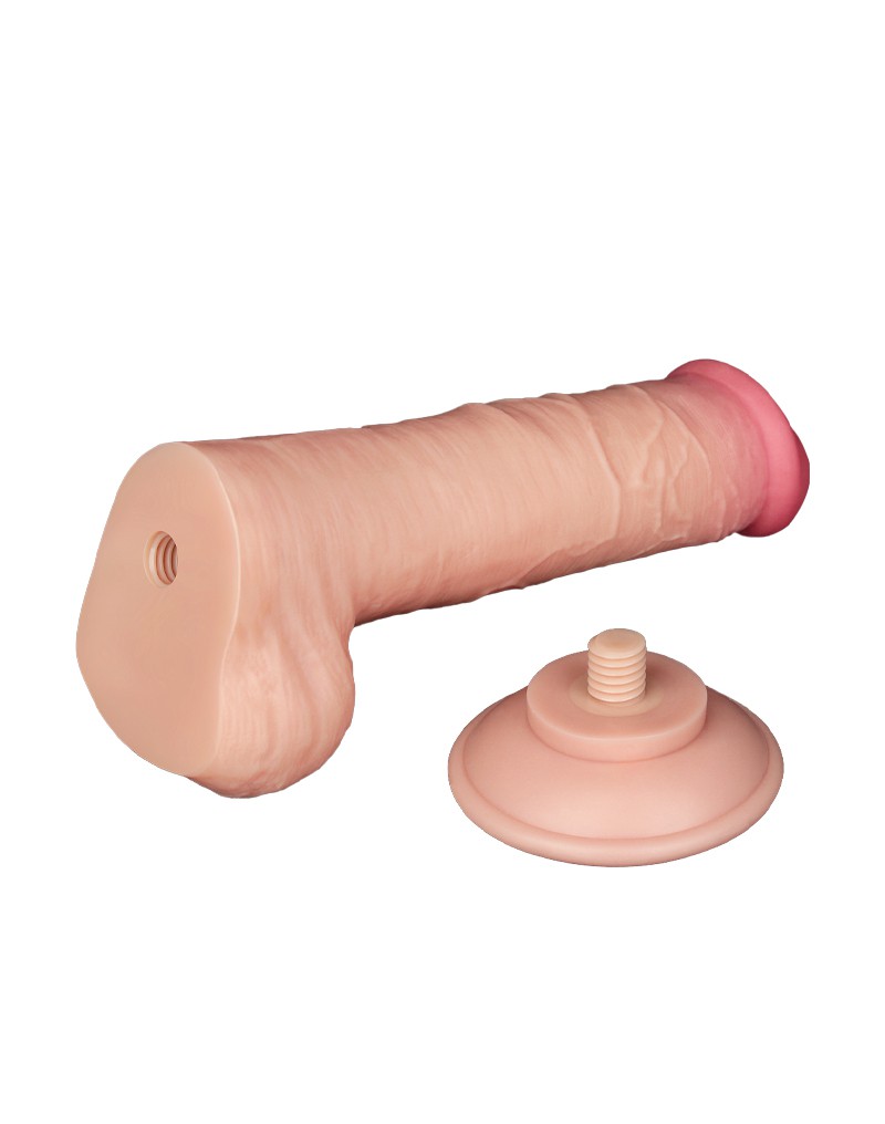 Dildo Realist Sliding-Skin, Ventuza Detasabila, TPE, Natural, 20.8 cm, #11, Erotic24.ro
