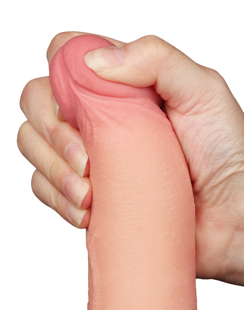 Dildo Realist Sliding-Skin, Ventuza Detasabila, TPE, Dual Density, Natural, 22 cm, Nr. 9, Erotic24.ro