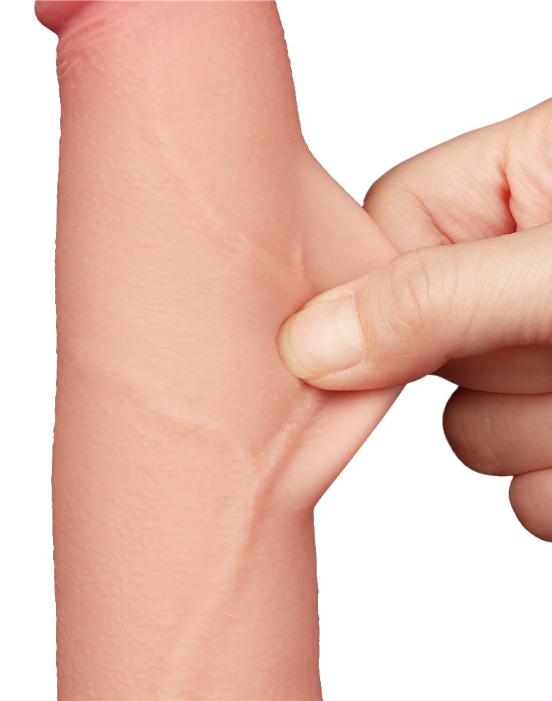 Dildo Realist Sliding-Skin, Ventuza Detasabila, TPE, Dual Density, Natural, 22 cm, Nr. 5, Erotic24.ro