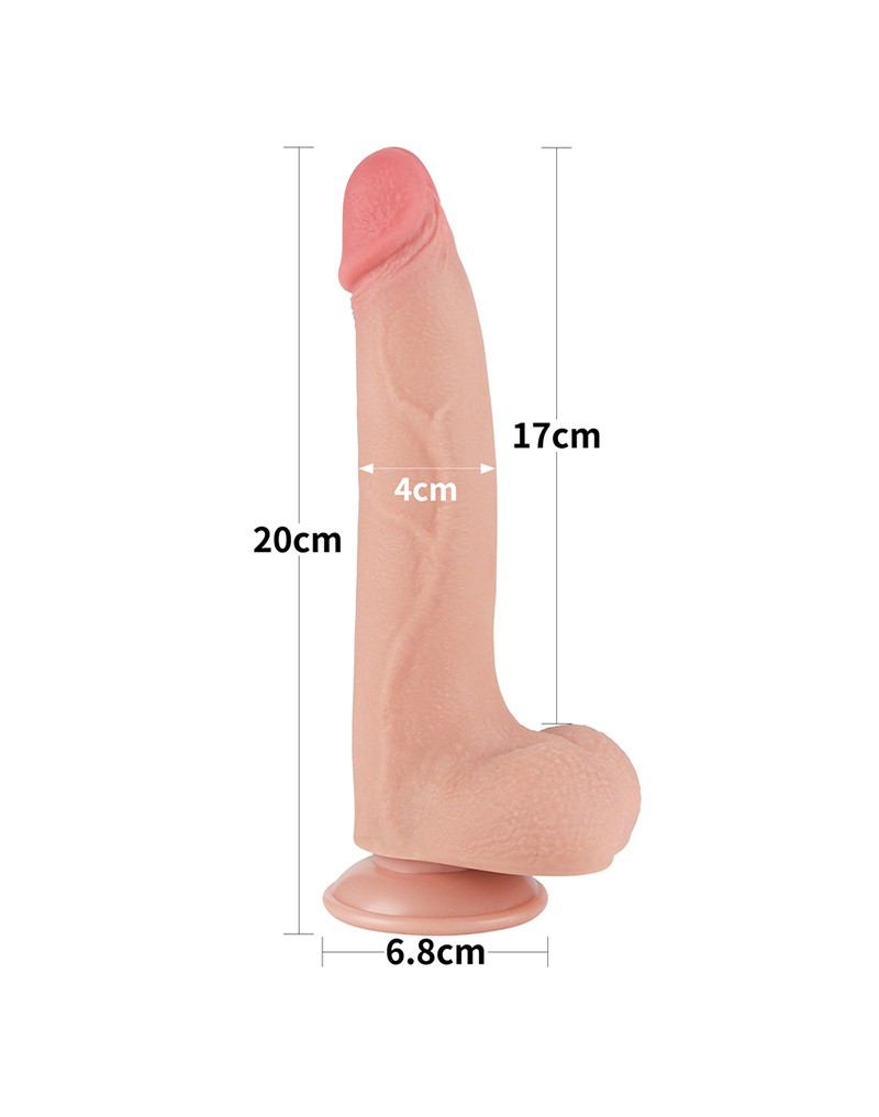 Dildo Realist Sliding-Skin, Ventuza Detasabila, TPE, Dual Density, Natural, 22 cm, Nr. 14, Erotic24.ro