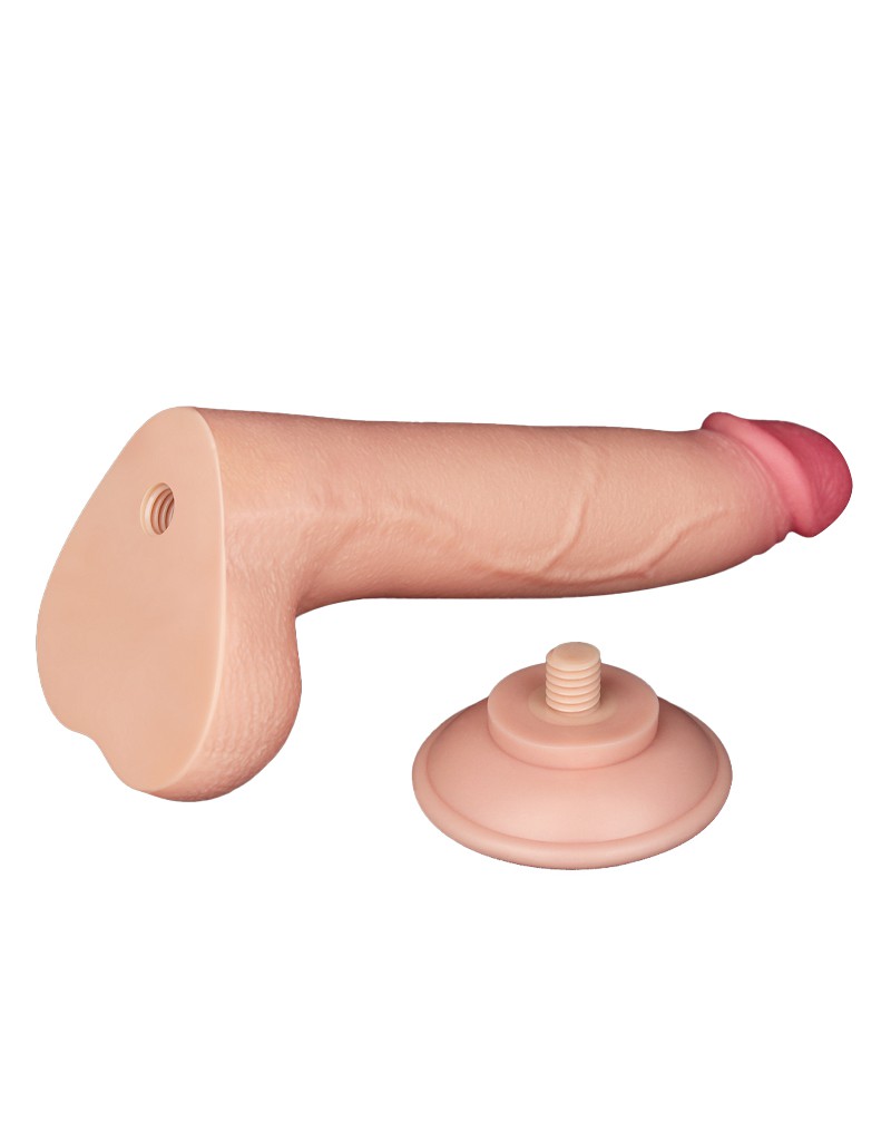 Dildo Realist Sliding-Skin, Ventuza Detasabila, TPE, Dual Density, Natural, 22 cm, Nr. 12, Erotic24.ro