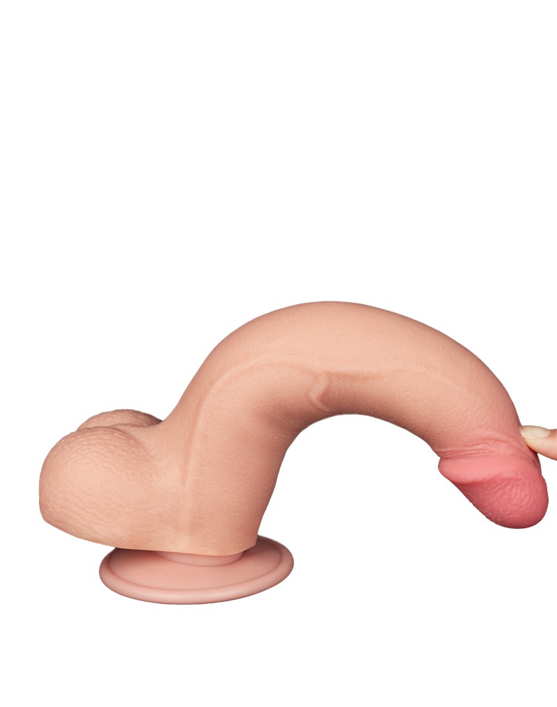 Dildo Realist Sliding-Skin, Ventuza Detasabila, TPE, Dual Density, Natural, 22 cm, Nr. 6, Erotic24.ro