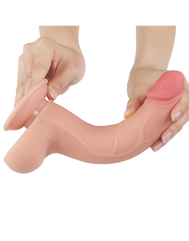 Dildo Realist Sliding-Skin, Ventuza Detasabila, TPE, Dual Density, Natural, 22 cm, Nr. 11, Erotic24.ro