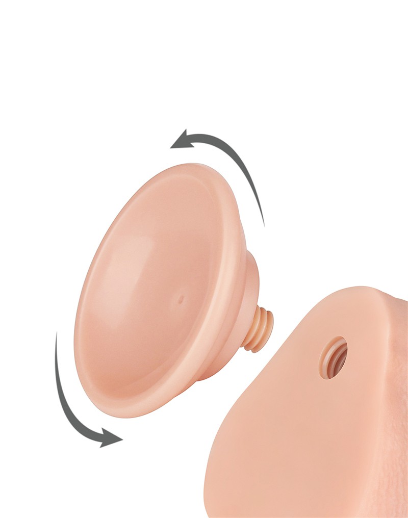 Dildo Realist Sliding-Skin, Ventuza Detasabila, TPE, Dual Density, Natural, 22 cm, Nr. 13, Erotic24.ro