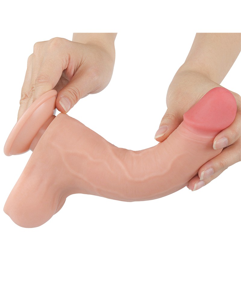 Dildo Realist Sliding-Skin, Ventuza Detasabila, TPE, Natural, 22 cm, #7, Erotic24.ro