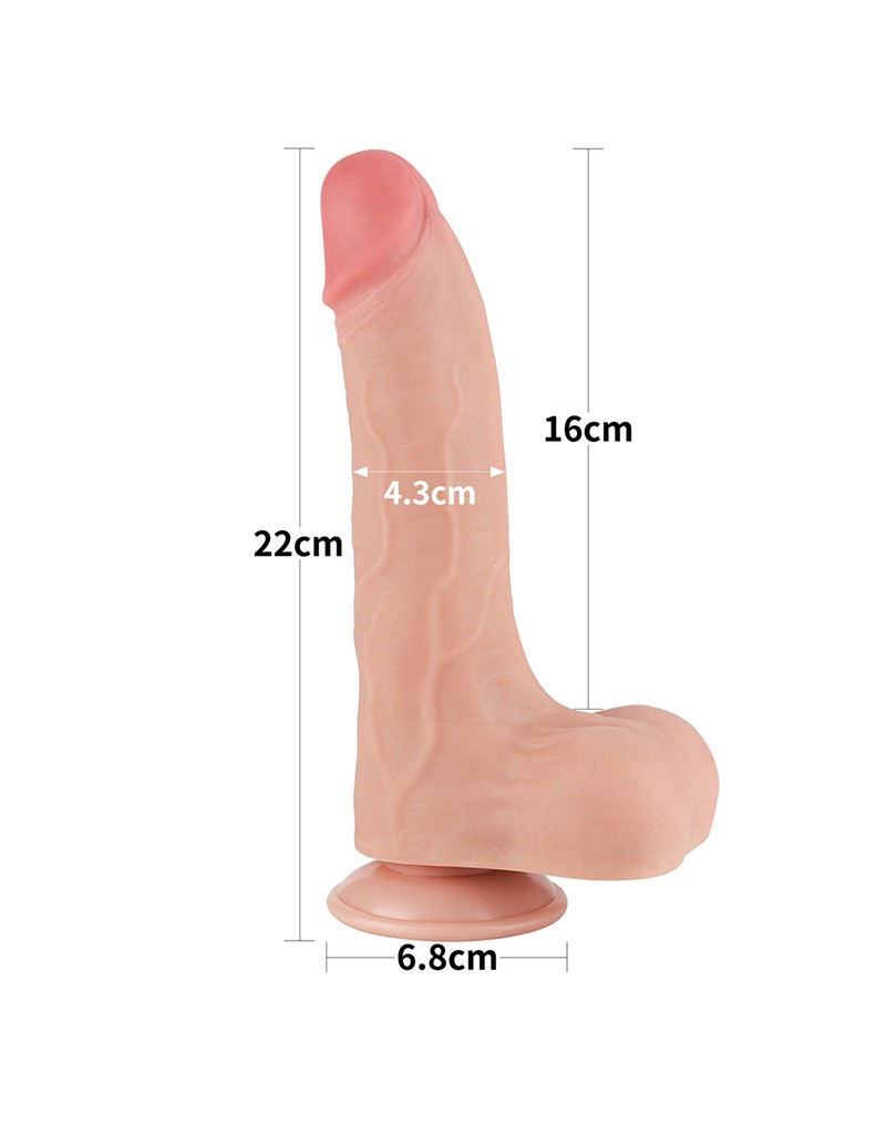 Dildo Realist Sliding-Skin, Ventuza Detasabila, TPE, Natural, 22 cm, #13, Erotic24.ro