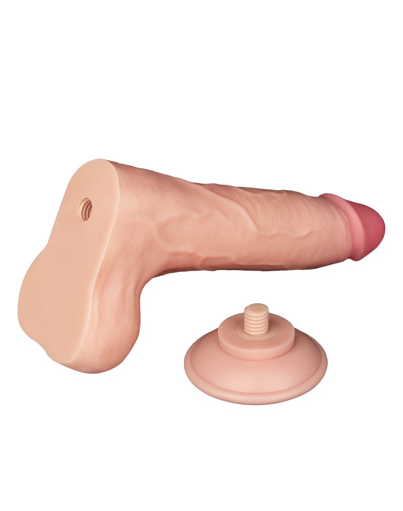 Dildo Realist Sliding-Skin, Ventuza Detasabila, TPE, Natural, 22 cm, #11, Erotic24.ro