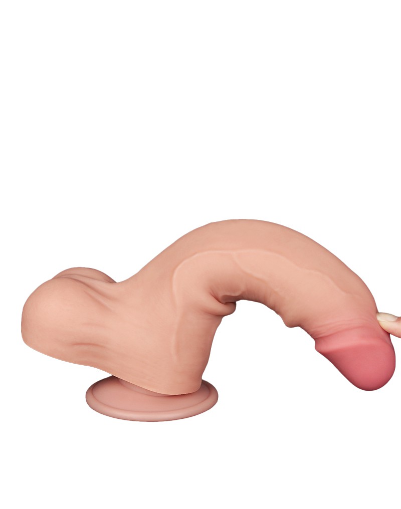 Dildo Realist Sliding-Skin, Ventuza Detasabila, TPE, Natural, 22 cm, #9, Erotic24.ro