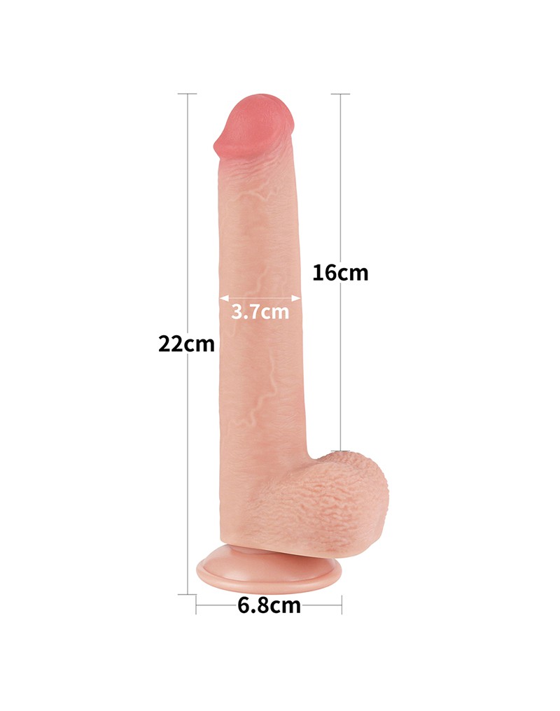 Dildo Realist Sliding-Skin, Ventuza Detasabila, Natural, 22.8 cm, Nr. 10, Erotic24.ro