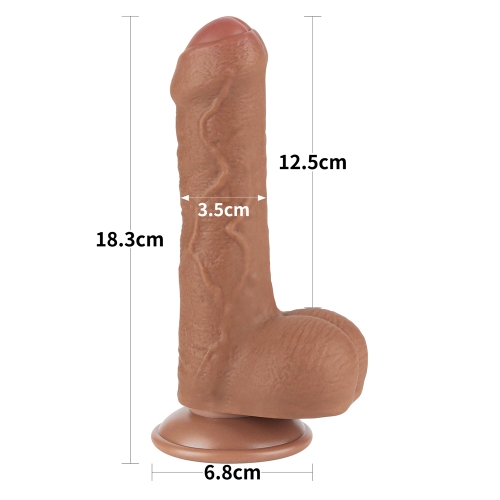 Dildo Realist Uncut Sliding Skin Dual Layer, TPE, Maro Deschis, 18.3 cm, #5, Erotic24.ro