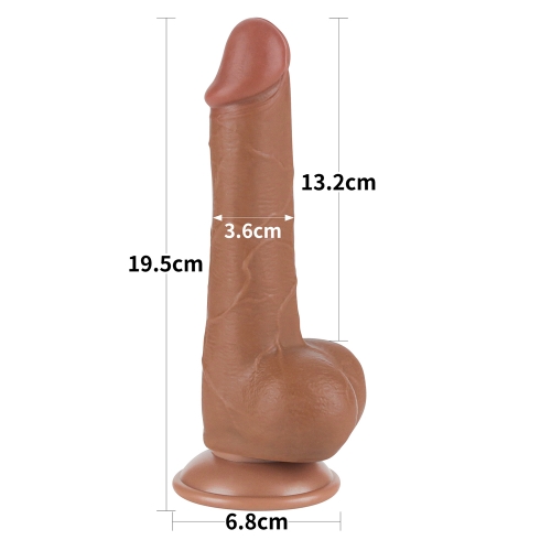 Dildo Realist Sliding Skin Dual Layer, cu Ventuza Patentata, TPE, Maro Deschis, 19.5 cm, #5, Erotic24.ro