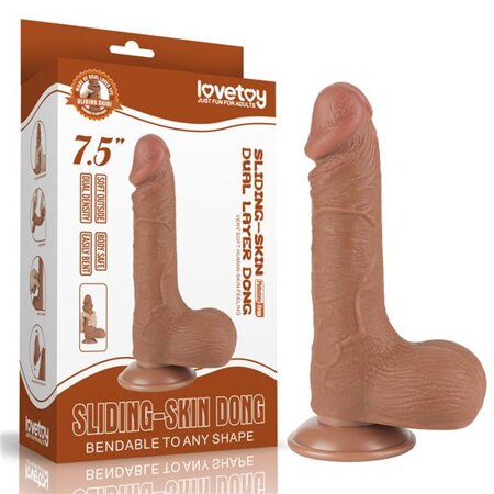 Dildo Realist Sliding Skin Dual Layer, TPE, Maro Deschis, 19.5 cm