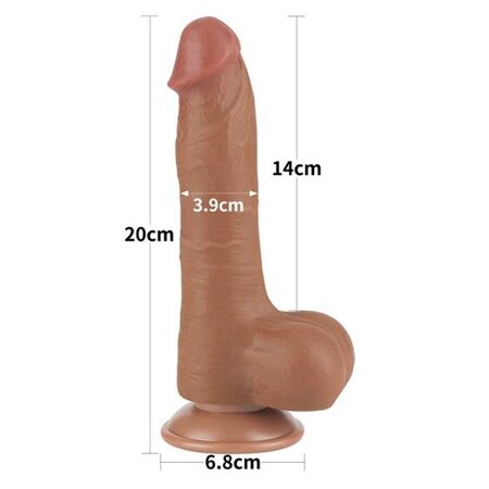 Dildo Realist Sliding Skin Dual Layer, cu Ventuza Patentata, TPE, Maro Deschis, 20 cm, #3, Erotic24.ro
