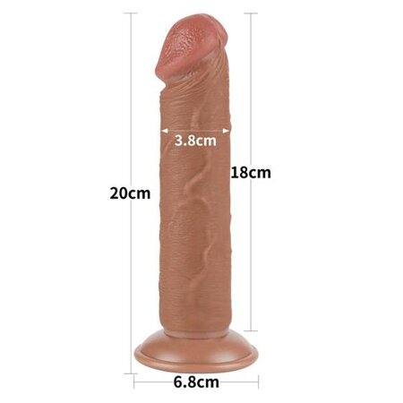 Dildo Realist Sliding Skin Dual Layer, TPE, Maro Deschis, 20 cm, Nr. 3, Erotic24.ro