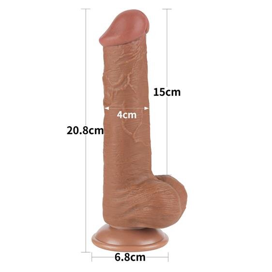 Dildo Realist Sliding Skin Dual Layer, TPE, Maro Deschis, 20.8 cm, #3, Erotic24.ro