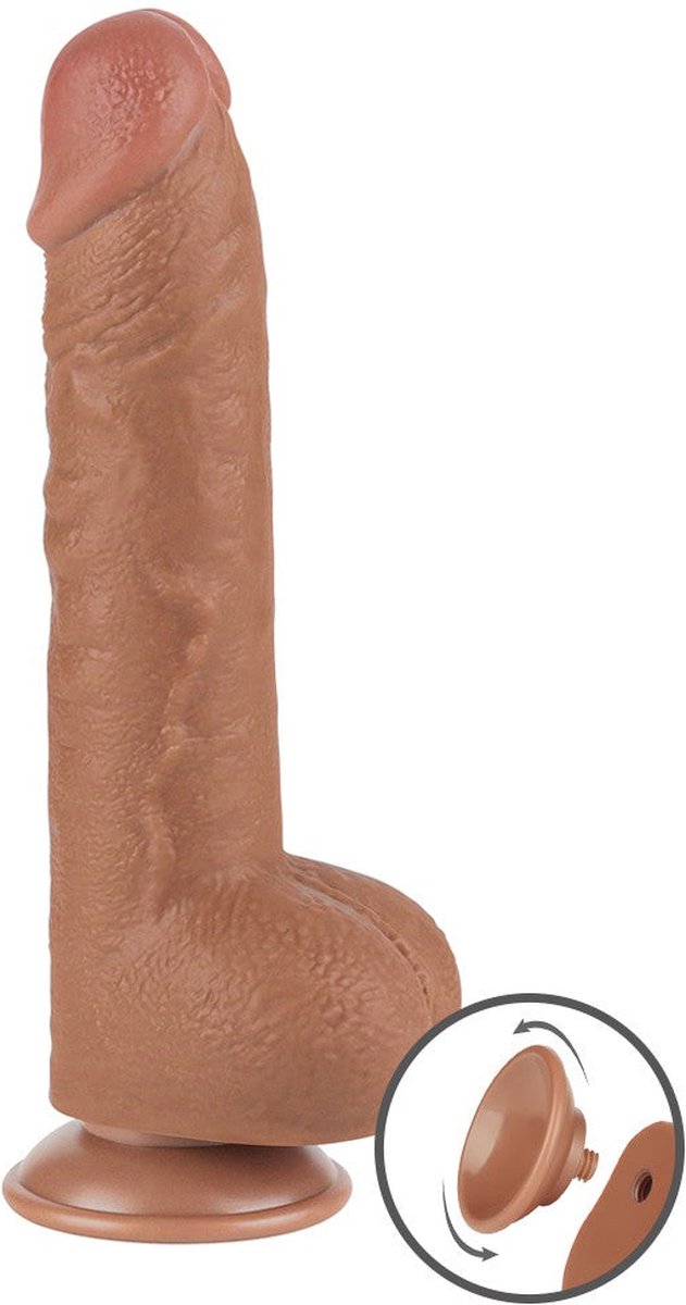 Dildo Realist Sliding Skin Dual Layer, TPE, Maro Deschis, 24 cm, #4, Erotic24.ro