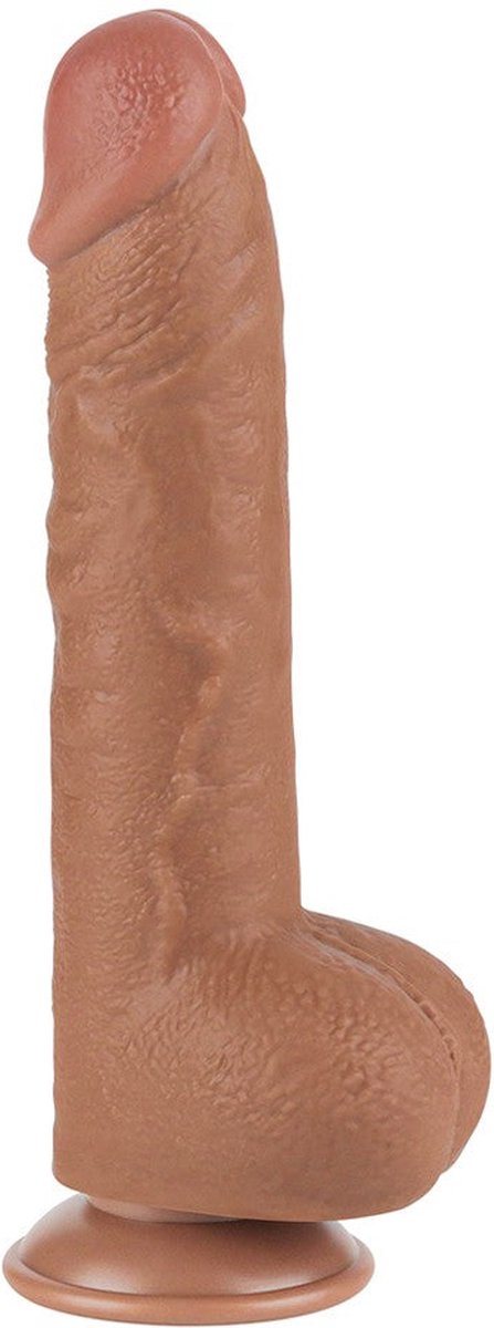 Dildo Realist Sliding Skin Dual Layer, TPE, Maro Deschis, 24 cm, #2, Erotic24.ro