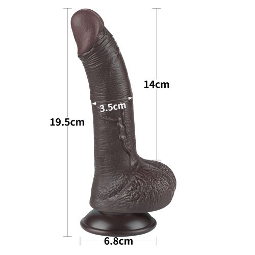 Dildo Realist Sliding-Skin, Ventuza Detasabila, TPE, Maro Inchis, 19.5 cm, #5, Erotic24.ro