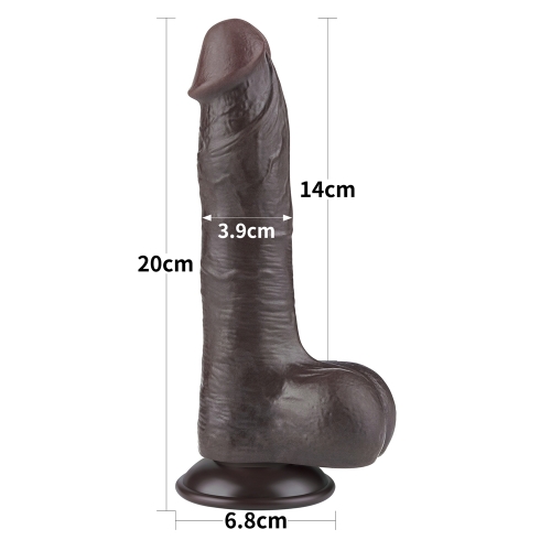 Dildo Realist Sliding-Skin, Ventuza Detasabila, TPE, Maro Inchis, 20 cm, #5, Erotic24.ro