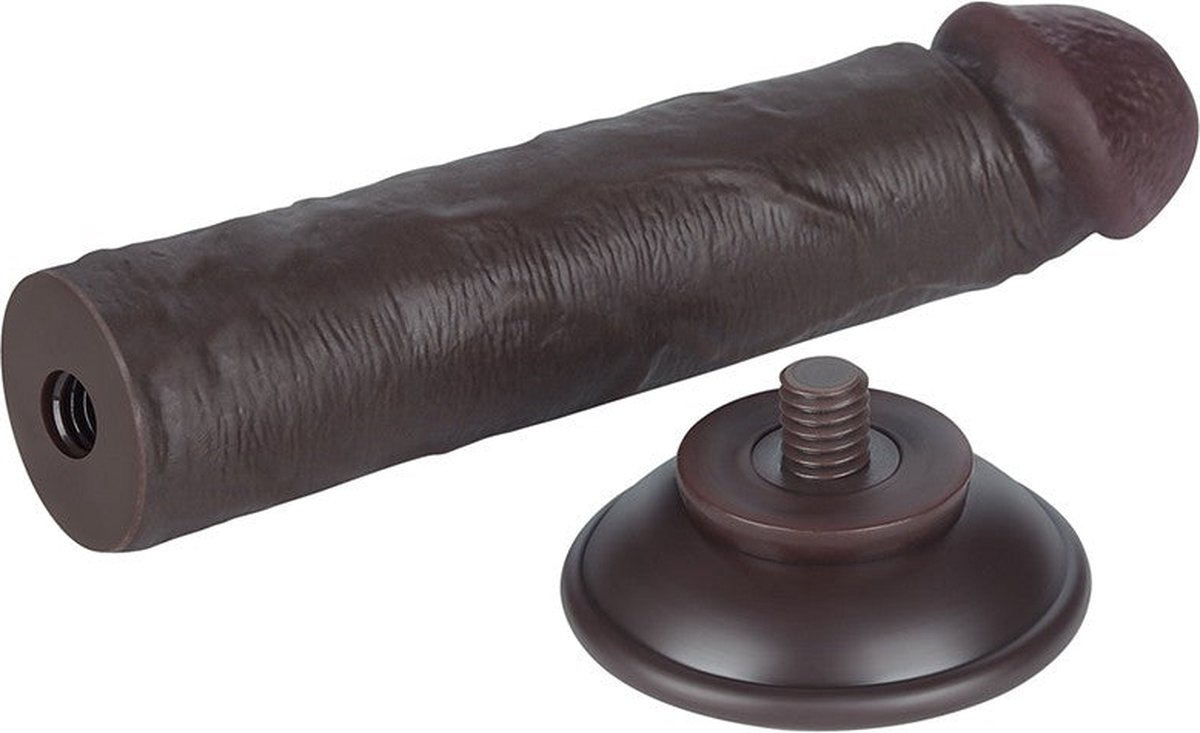 Dildo Realist Sliding-Skin, Ventuza Detasabila, TPE, Maro Inchis, 20.3 cm, #5, Erotic24.ro