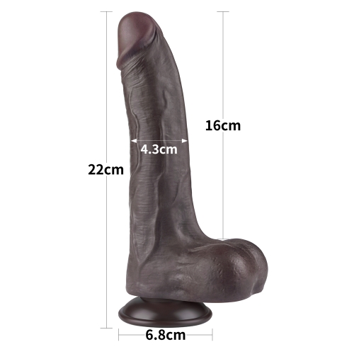 Dildo Realist Sliding-Skin cu Ventuza Detasabila, TPE, Maro Inchis, 22 cm, #5, Erotic24.ro