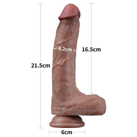 Dildo Realist, Silicon Dubla Densitate, Maro, 21.5 cm, #3, Erotic24.ro