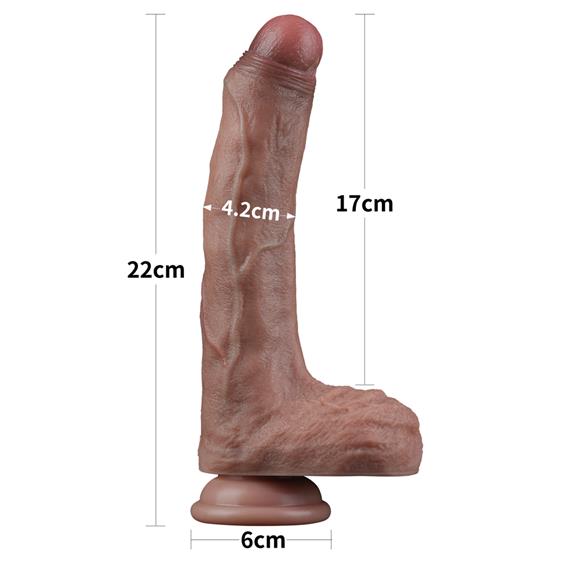 Dildo Realist, Silicon Dubla Densitate, Maro, 22 cm, Nr. 3, Erotic24.ro