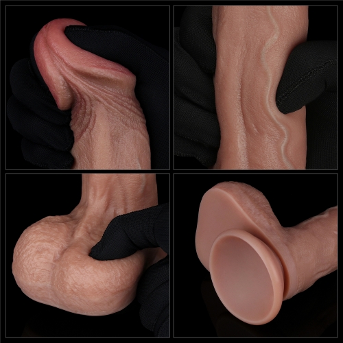 Dildo Realist Nature Cock, Silicon Dubla Densitate, Maro, 22.5 cm, Nr. 4, Erotic24.ro