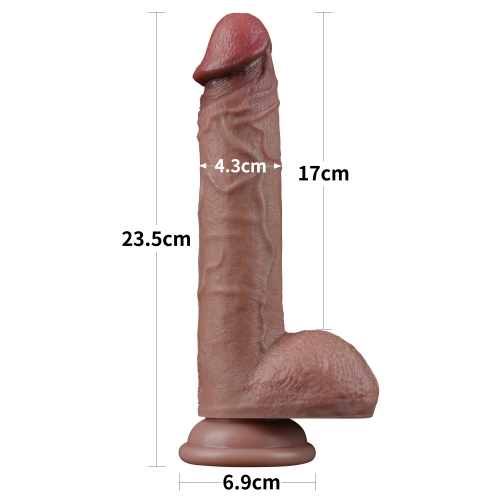 Dildo Realist Nature Cock, Silicon Dubla Densitate, Maro, 23.5 cm, Nr. 5, Erotic24.ro