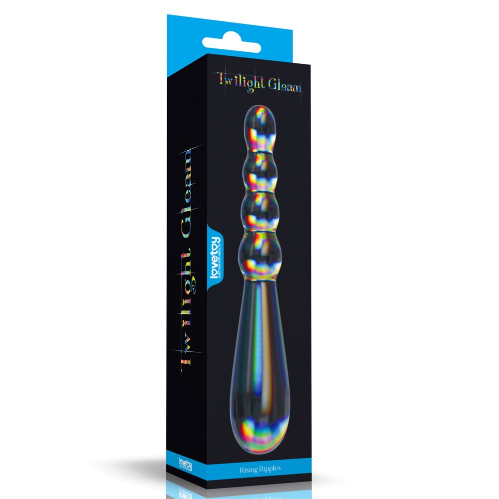 Dildo Twilight Gleam Rising Ripples, Sticla, 19 cm, #8, Erotic24.ro