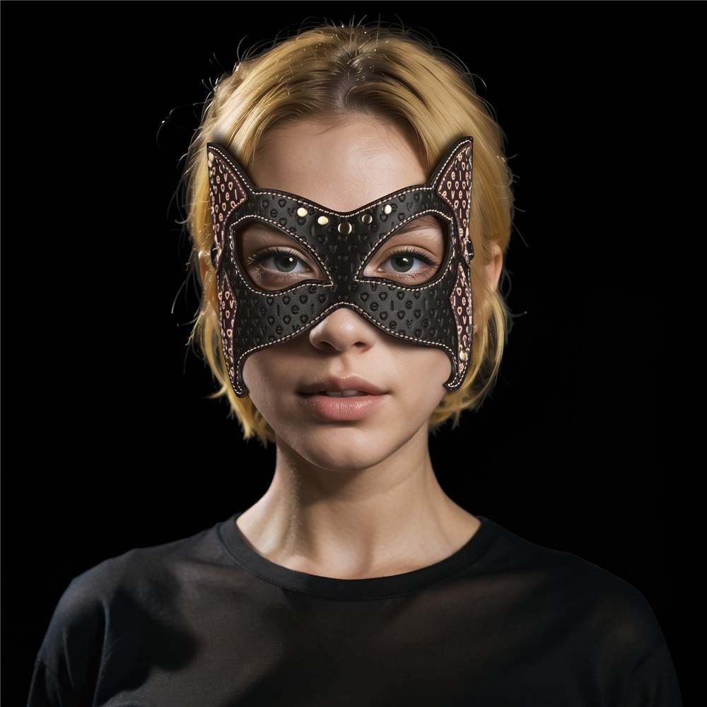 Masca Sexy Rebellion Reign Cat Mask, Negru/Maro, #9, Erotic24.ro