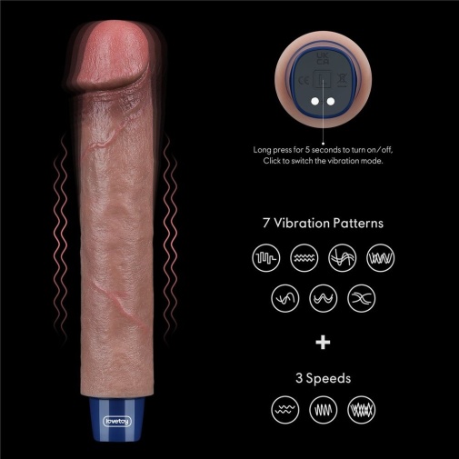 Vibrator Realist Real Softee, 10 Moduri Vibratii, Silicon Platinat, USB, Maro, 22.8 cm, #4, Erotic24.ro