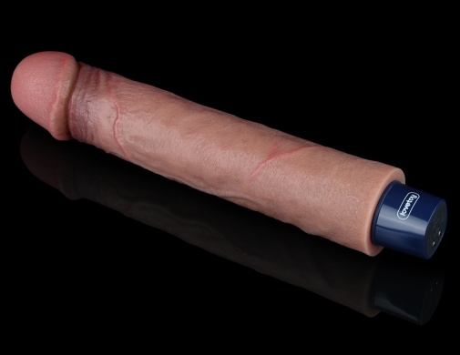 Vibrator Realist Real Softee, 10 Moduri Vibratii, Silicon Platinat, USB, Maro, 22.8 cm, #3, Erotic24.ro