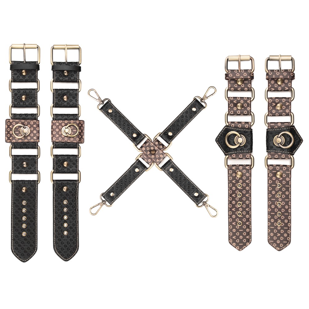 Set Constrangere, 3 Piese, Rebellion Reign Hogtie, Negru/Maro, Nr. 2, Erotic24.ro