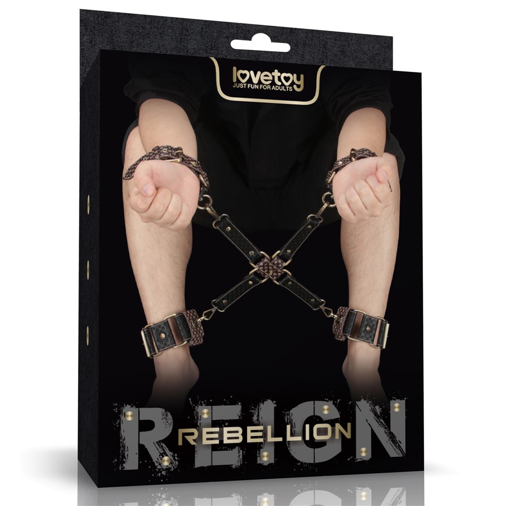 Set Constrangere, 3 Piese, Rebellion Reign Hogtie, Negru/Maro, Nr. 14, Erotic24.ro