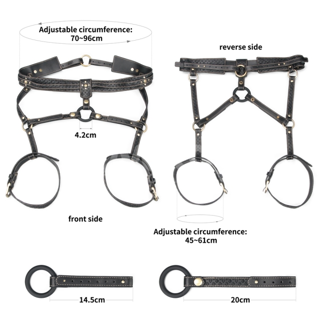 Harness Full Body Rebellion Reign, Negru/Maro, #4, Erotic24.ro