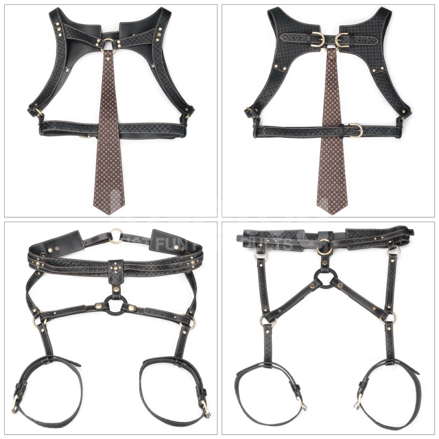 Harness Full Body Rebellion Reign, Negru/Maro, #2, Erotic24.ro