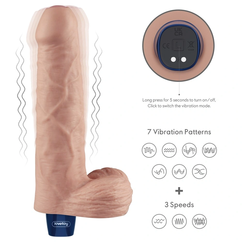 Vibrator Realist REAL SOFTEE,  10 Moduri Vibratii, TPE, Natural, 22.6 cm, #2, Erotic24.ro