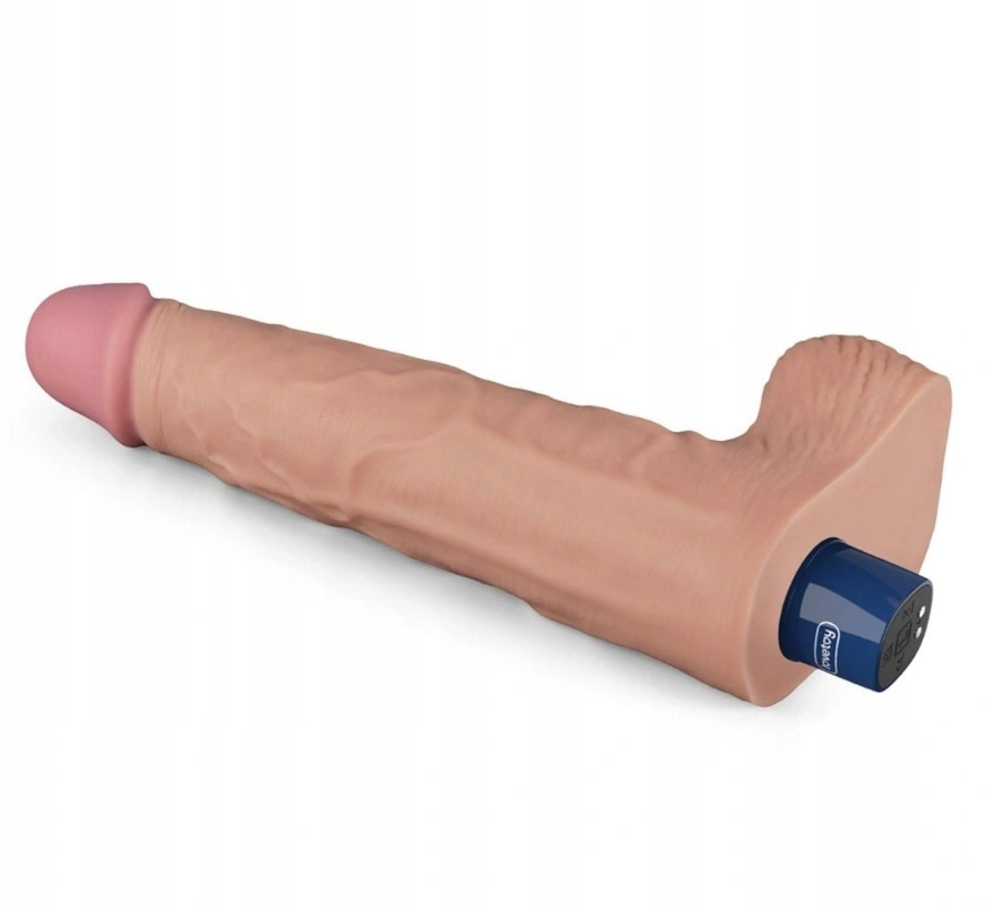 Vibrator Realist REAL SOFTEE,  10 Moduri Vibratii, TPE, Natural, 25.3 cm, #5, Erotic24.ro
