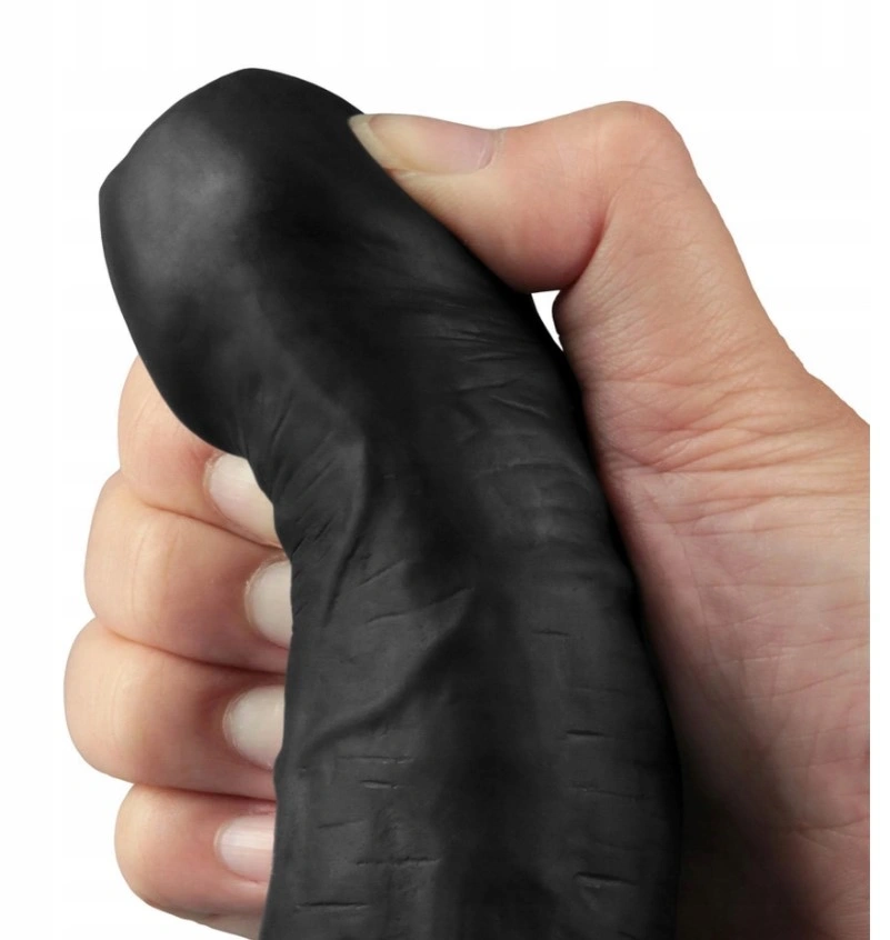 Vibrator Realist REAL SOFTEE,  10 Moduri Vibratii, TPE, Negru, 22.6 cm, #6, Erotic24.ro