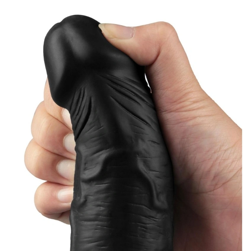 Vibrator Realist REAL SOFTEE,  10 Moduri Vibratii, TPE, Negru, 23.7 cm, #7, Erotic24.ro