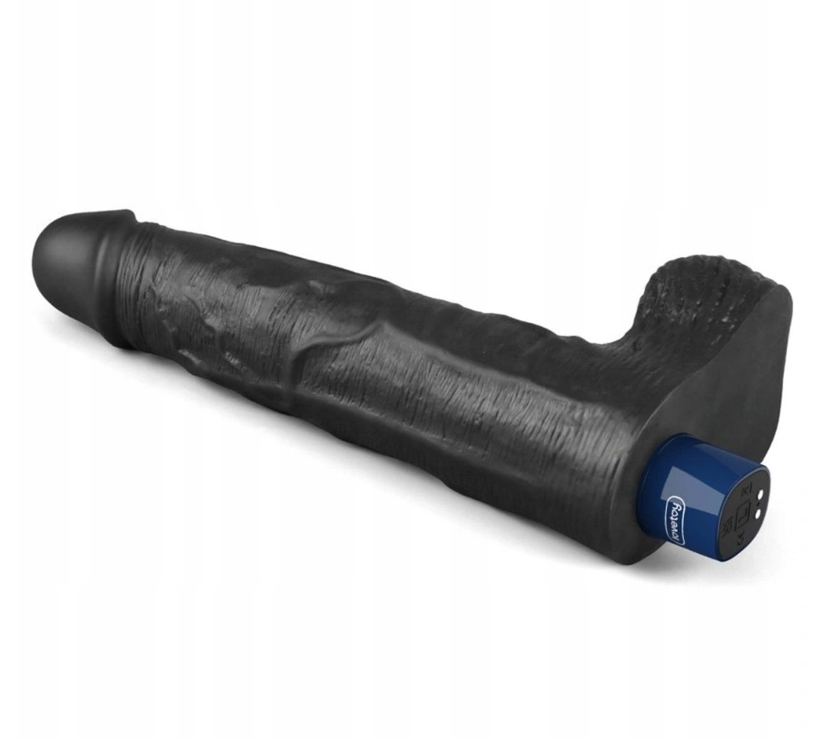 Vibrator Realist REAL SOFTEE,  10 Moduri Vibratii, TPE, Negru, 25.3 cm, #5, Erotic24.ro