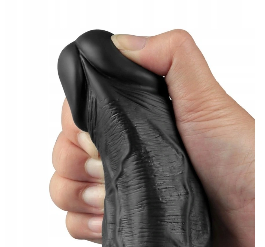 Vibrator Realist REAL SOFTEE,  10 Moduri Vibratii, TPE, Negru, 25.3 cm, #8, Erotic24.ro