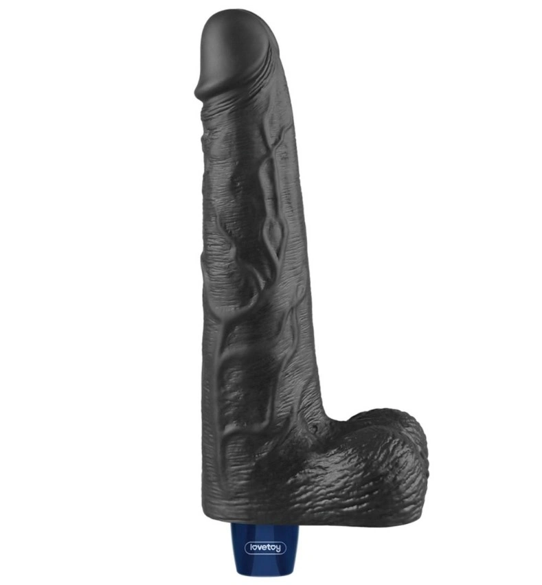 Vibrator Realist REAL SOFTEE,  10 Moduri Vibratii, TPE, Negru, 25.3 cm, #2, Erotic24.ro