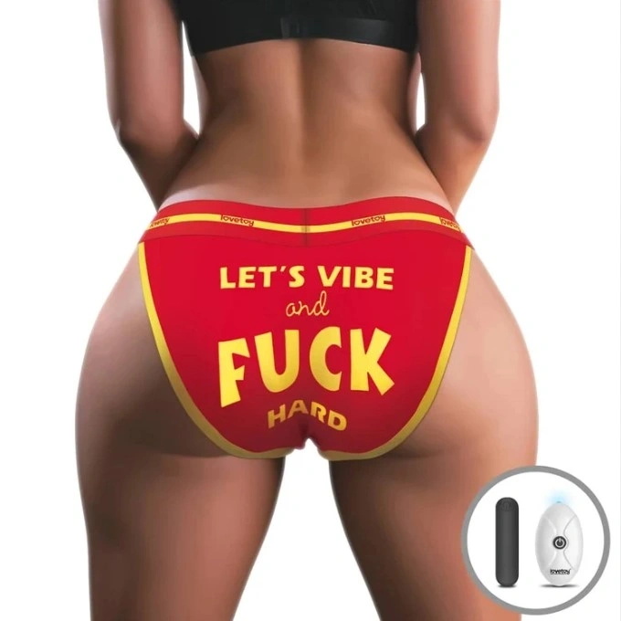 Bikini XL-XXL Imprimati LET'S VIBE and FUCK HARD cu Glont Vibrator, Remote Control, 10 Moduri Vibratii, USB, #1, Erotic24.ro