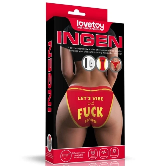 Bikini XL-XXL Imprimati LET'S VIBE and FUCK HARD cu Glont Vibrator, Remote Control, 10 Moduri Vibratii, USB, #9, Erotic24.ro