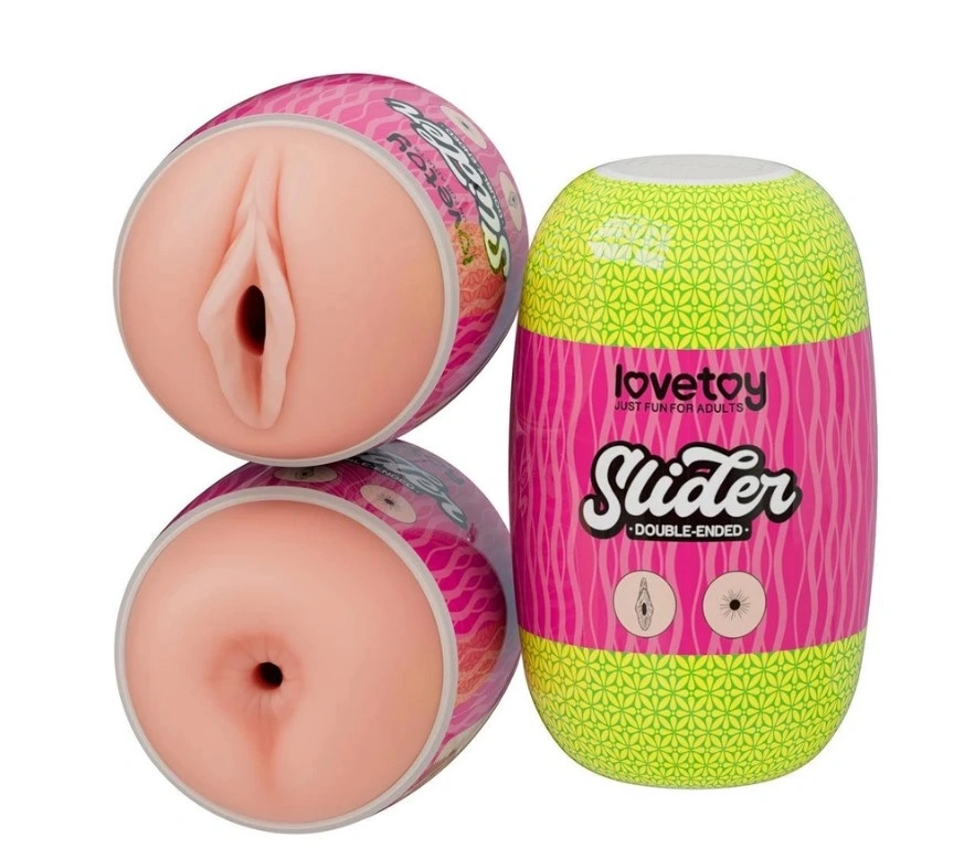 Masturbator Slider Double-Ended Vagin si Anus, TPE, Natural, #1, Erotic24.ro
