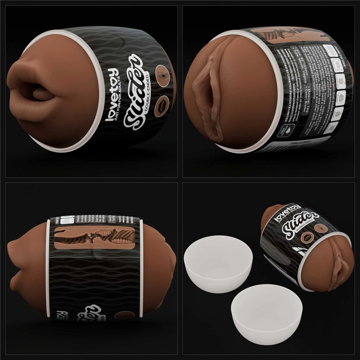 Masturbator Slider Double-Ended Vagin si Gura, TPE, Maro, #2, Erotic24.ro