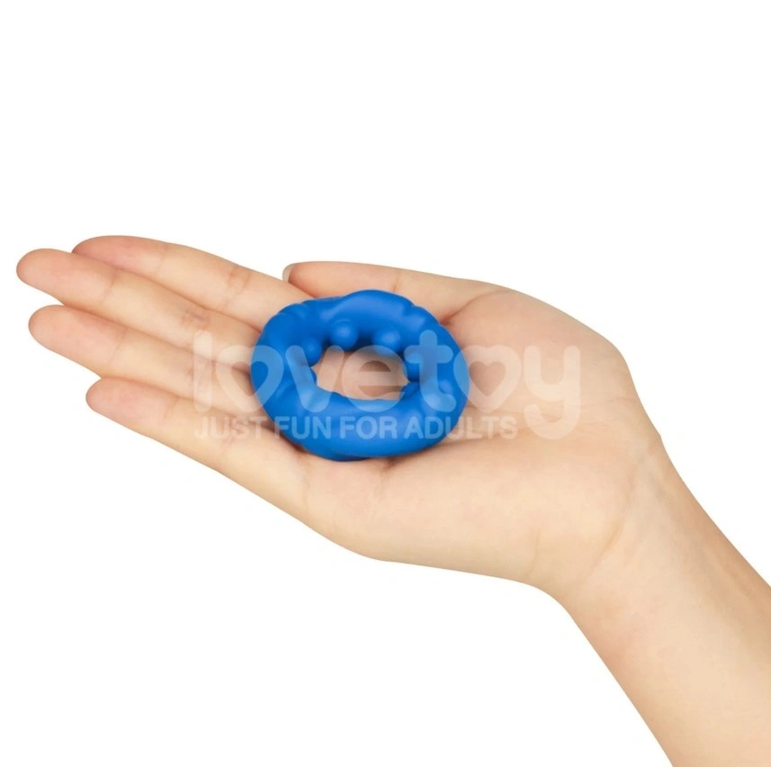Inel de Penis Pinnacle Ridge Bump Stretcher, Silicon, Albastru, #3, Erotic24.ro