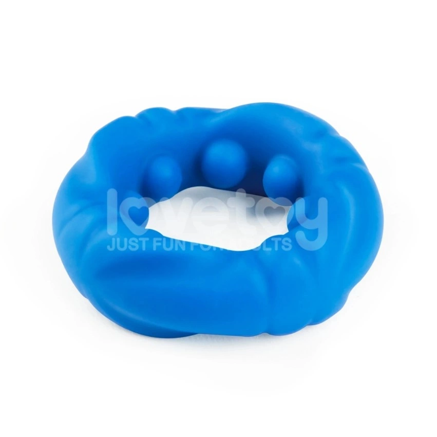 Inel de Penis Pinnacle Ridge Bump Stretcher, Silicon, Albastru, #7, Erotic24.ro